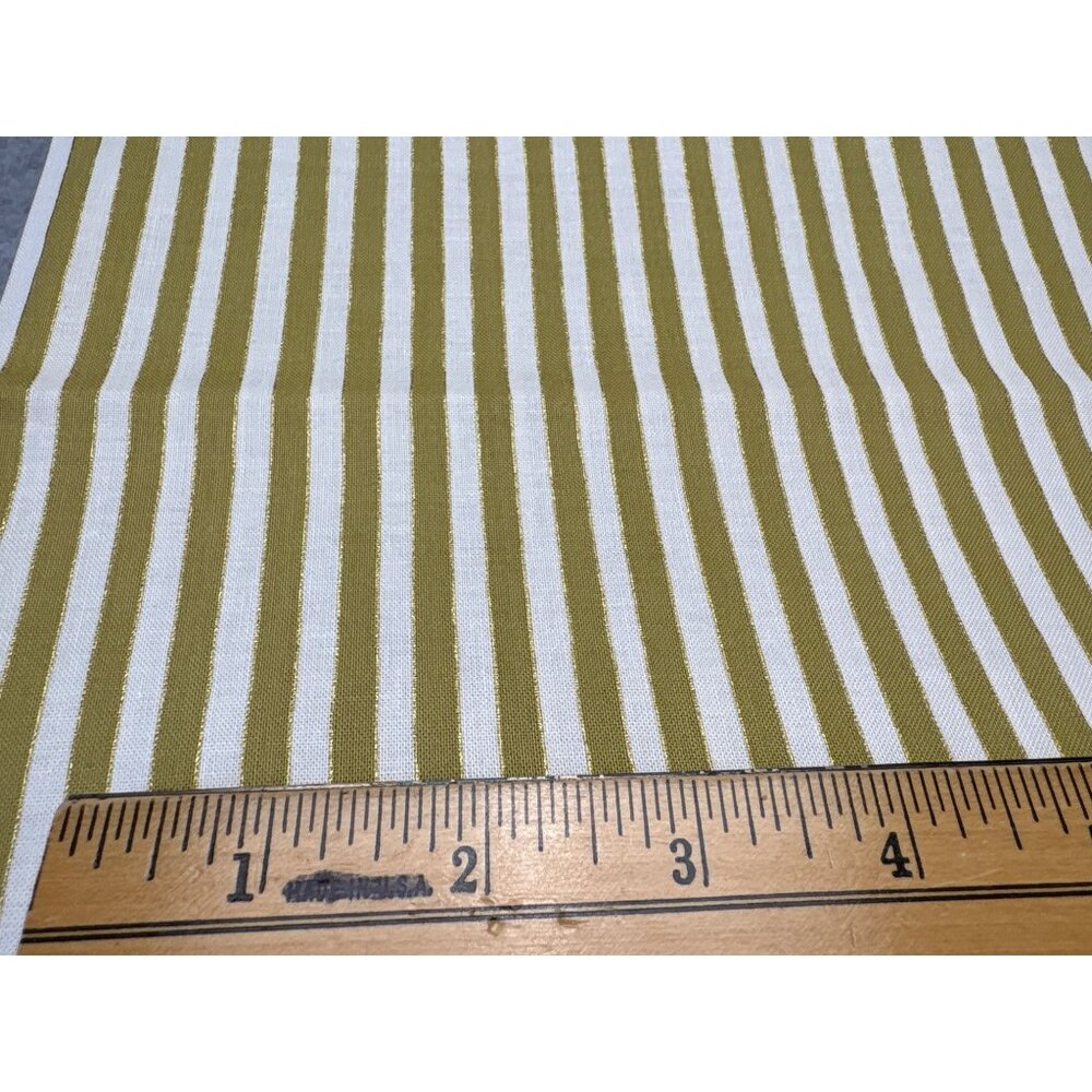Striped Cotton Fabric Blank Textiles 1/2 yard x 44" Olive Green & White